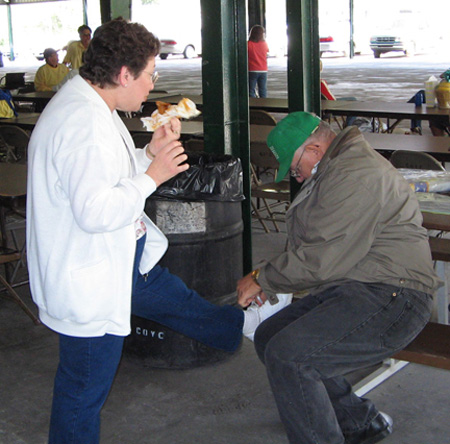 Joe Ties Phyllis's Shoes
